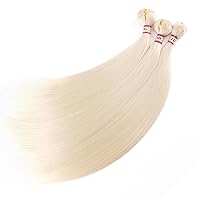 Vista 5 de 3 Paquetes de Extensiones de Tejido de Cabello Sintético Liso y Sedoso, Color Rubio 16 18 20 Pulgadas (613#)