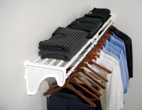 HyLoft SWR201/SCRW42 23-to-42-Inch Expandable Shelf with Rod, White