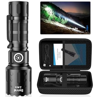 Flashlights 20,000 High Lumens Rechargeable, 1500M Long Throw Super Bright LED Small Powerful Flashlight with Memory Function, 6Modes Pocket Waterproof Flash Light for Camping,Hiking,Emergency
