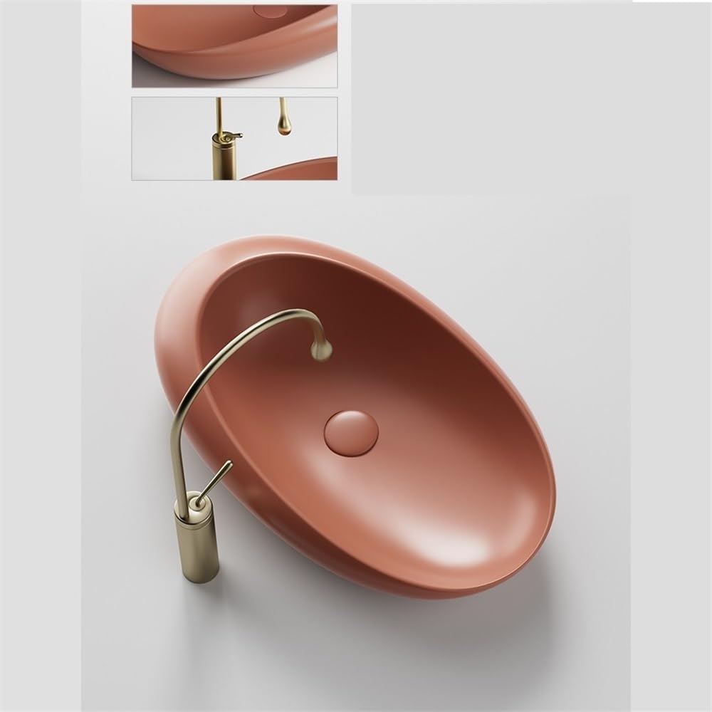 Lavabo da appoggio Oval Shaped Ceramic Integrated Wash Basin Colorful