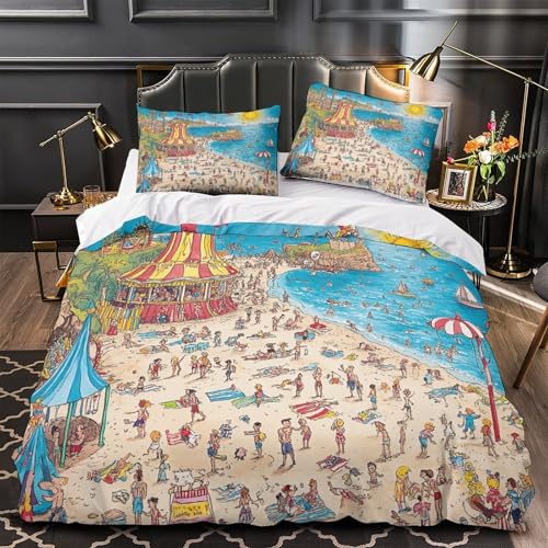 Housse de couette King carnaval de plage microfibre lit 220x240 cm