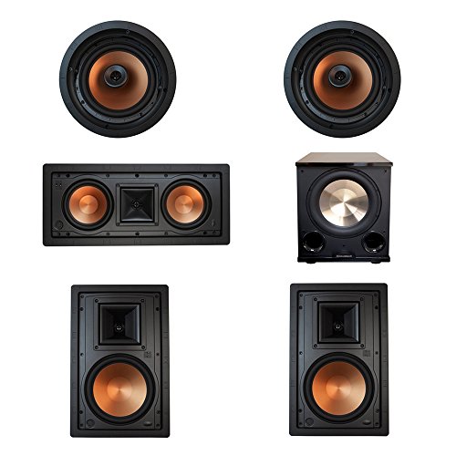 Klipsch 5.1 In-Wall System with with 2 R-5800-W II In-Wall Speakers, 1 Klipsch