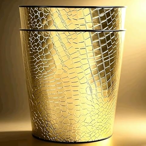 NBHUZEHUA 2 Pack 2.6 Gallon Gold Metal Trash Can for Bedroom Room Dorm Bathroom Small Waste Basket Garbage Can Trash Bin Dustbin Home Office Trash Cans for Near Desk Cover