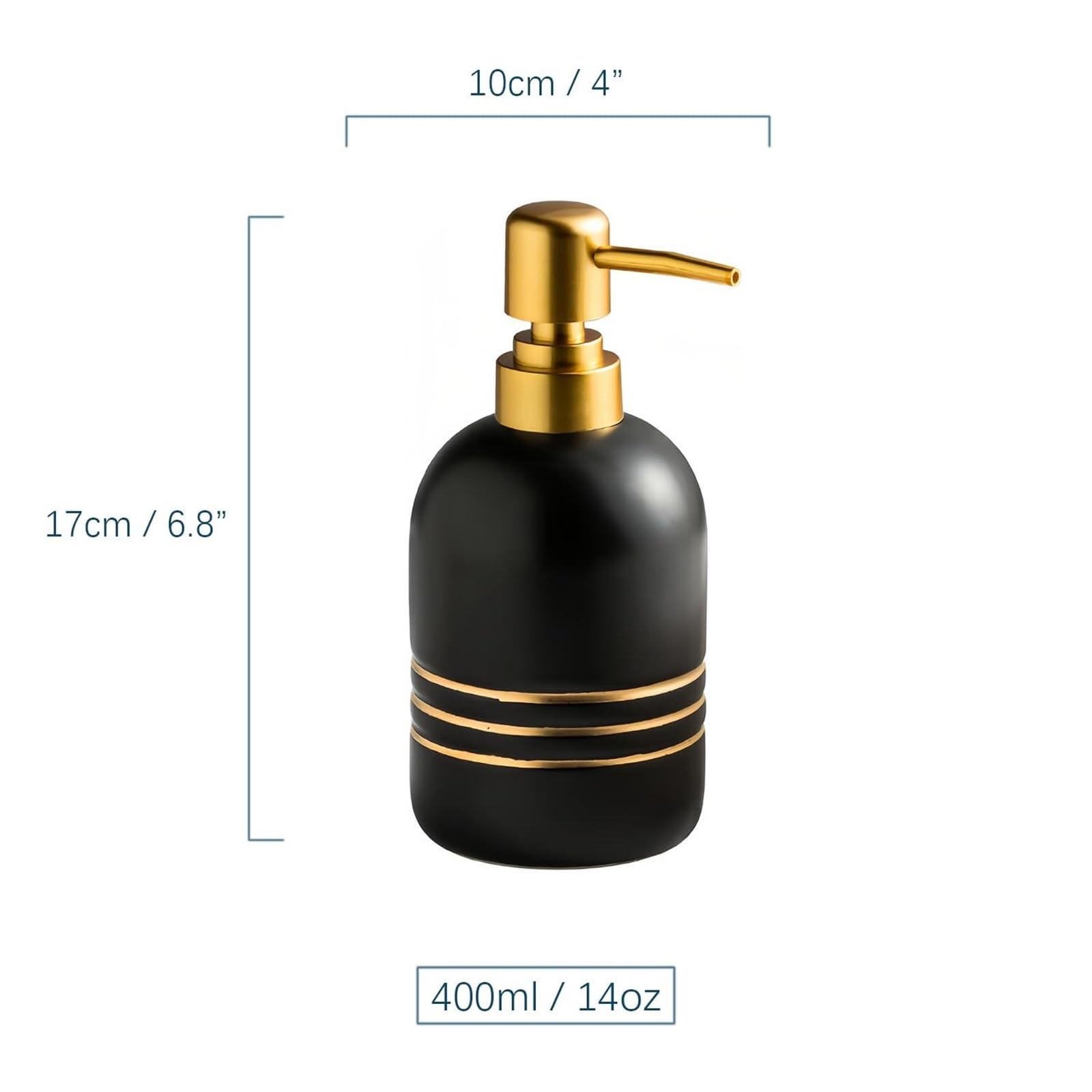 Keramik-Seifenspender mit Pumpe, nachfüllbar, Lotion für Badezimmer, Waschtisch, Arbeitsplatte für Küchenspüle, neues Zuhause (schwarz)