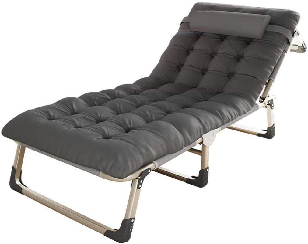 Chaise longue de camping portable grise pour soulager le dos en plein air