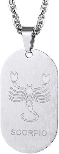 12 Constellations Dog Tag Pendant Necklace for Men Women Stainless Steel/18K Gold Plated Astrology Jewelry Zodiac Charm with Chain(with Gift Box)