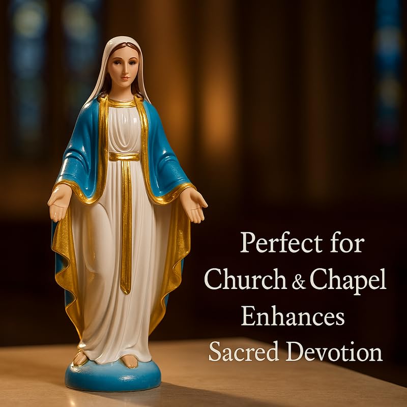 Image of Immaculate Mary Figurine | Christmas Prayer Statue, Marble-Look Decorative Showpiece for Home Office, Car Dashboard Idol, Spiritual Blessing Idol & Christian Gift Item