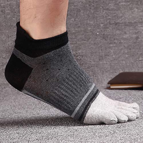 Image of Men Toe Socks No Show Low Cut Athletic Wicking Cotton 5 Finger Split Toe 6 Pack