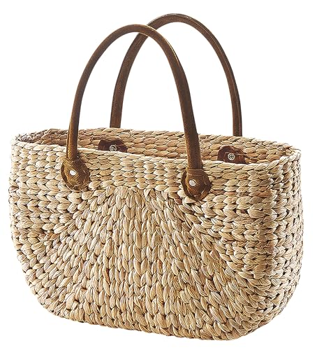 Kobolo Korbtasche Einkaufstasche Flechttasche aus Wasserhyazinthe...