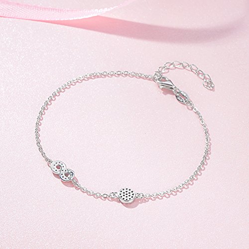 Image of Blue Evil Eye Infinity Link Bracelet in S925 Silver w /Cubic Zirconia & Adjustable 7 inch+1 inch Cable Chain