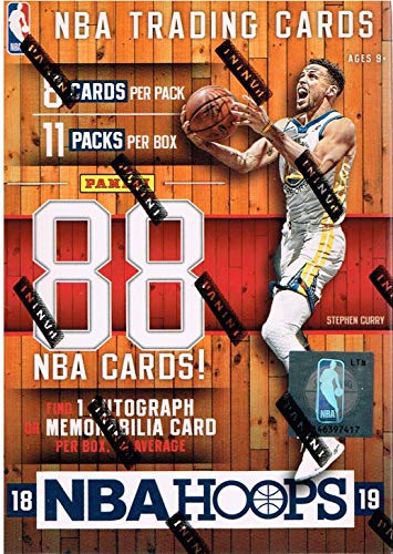 2018 2019 Hoops NBA Basketball Blaster Box of Packs with One GUARANTEED AUTOGRAPH or MEMORABILIA Card Per Box and Possible Rookies and Stars including Luka Doncic and Trae Young Plus