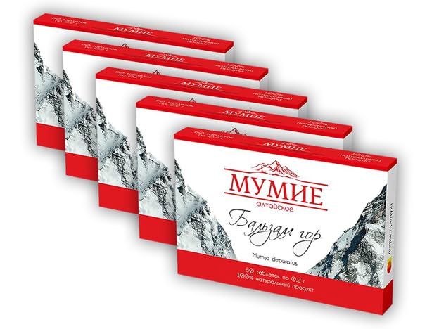 Shilajit Pure Mumijo Altai Baume de Montagne 4 x 60 comprimés Hau...