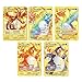 5 Stück Poke-mon Vmax Karten, Metall vergoldete Karten, seltene Gold Regenbogen Drache Karte Charizard Vmax GX EX DX V Sammlerstück Metall Gold Kartensammlung Spielset Geschenk