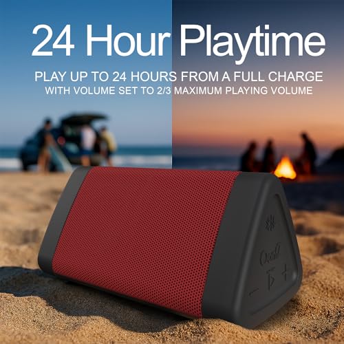 Image of OontZ Angle 3 (4th Gen) - Portable Bluetooth Speaker, 12W Stereo Sound, 24 Hour Playtime, Rich Bass, 100 Foot Wireless Range, Waterproof, Home, Outdoor, Travel, Great Gift (Red)
