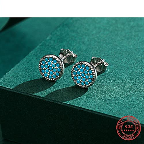 Cercle à breloques simples clous d'oreilles turquoise argent 925 cadeau - 4