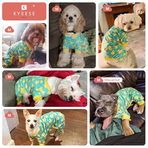 KYEESE Dog Pajamas Velvet Dog Pajamas Small Sized Dogs Soft Dogs Clothes Pet Coat Stretchy Doggie Pjs Pet Costume with Yellow Ducks Pattern Comfy Doggie Jammies Onesie, Medium - Image 5