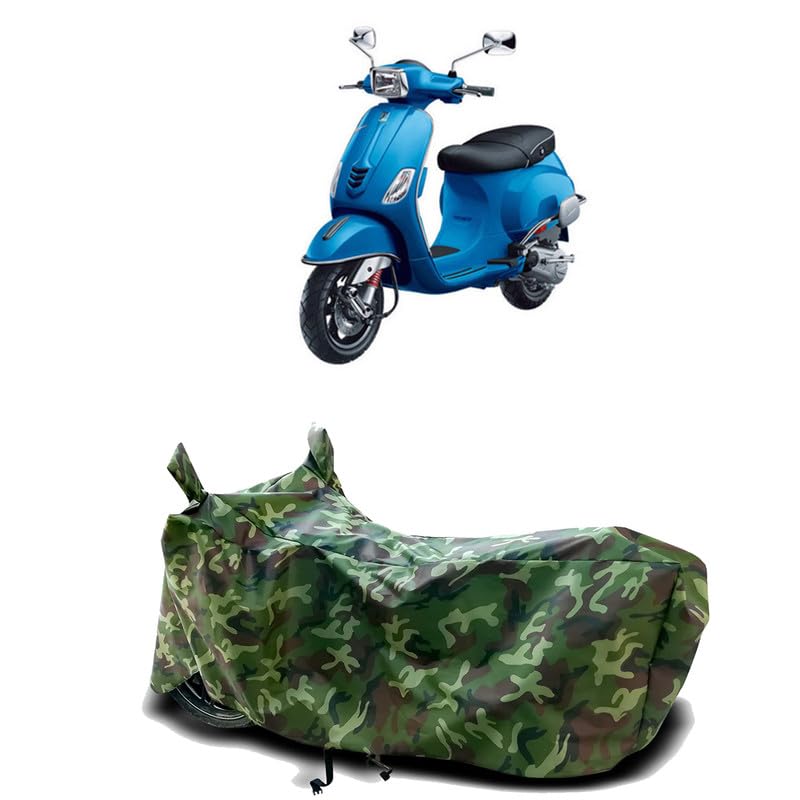 Image of DUFFEL-100% Heat Protection Two Wheeler Bike /Scooty Body Cover for Piaggio Vespa 150 BS6 Water Resistance /UV-Rays /Birds Dropping /Scratchproof /Dust Proof /Waterproof[Green Jungle Print]