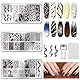 UNICRAFTALE 3 Teiliges Nagelstempelplatten Set Marmoriert Gestreifte Nagelkunst Vorlage Bild Nagelschablonen Nagelkunstplatten Mit Nagelschaber Für Frauen DIY Maniküre Salon Design