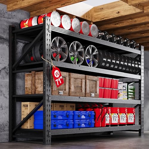 71” W Storage Shelves Heavy Duty, 5000LBS Metal Garage Shelving Units, 4 Tier Storage rack shelf,...