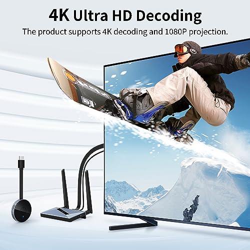 Wireless HDMI Transmitter and Receiver with Wireless HDMI Converter Dongle Adapter, Plug and Play Support 2.4/5GHz 4K Decoding Wireless HDMI Kit for Streaming Video and Audio to Monitor from Laptop/Pc - Thumbnail 6