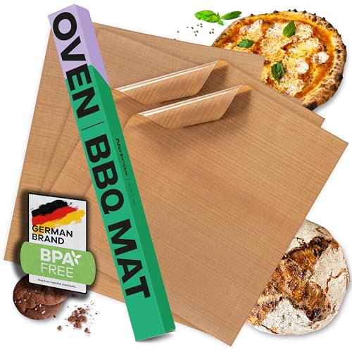 Set de 4 Tapis de Cuisson BBQ 42x36 cm, Feuille de Cuisson Reutilisable, Résistants à la Chaleur et Découpables, Feuille de Cuisson Permanente pour Barbecue...