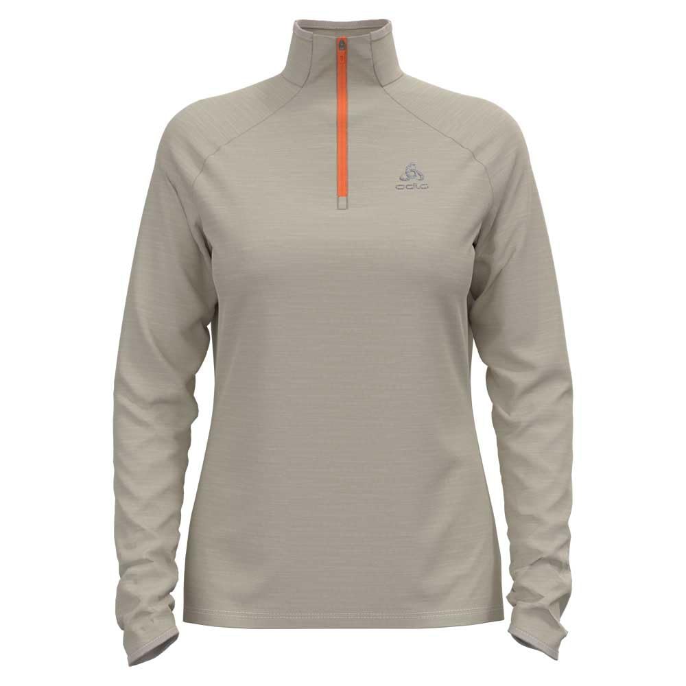 Odlo Women Running top with zipper RUN EASY WARM, silver cloud melange, S