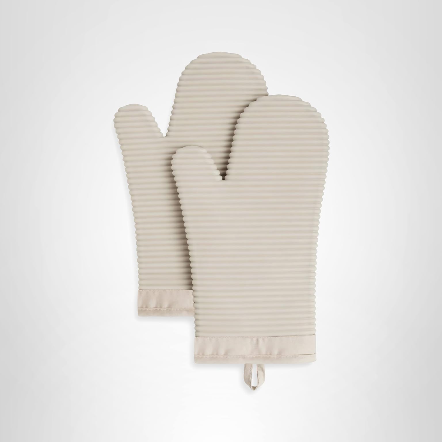 KITCHENAID Ribbed Soft Silicone Oven Mitt 2-Pack Set, 7.5"x13", Milkshake