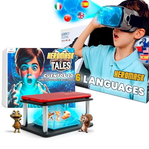 Heromask 2-in-1 Lernbundle – Sprachen & Wertegeschichten in VR und Hologrammen | Originelles Geschenk für Kinder 5–12 Jahre zu Geburtstag oder Weihnachten | Kompatibel mit iPhone & Android