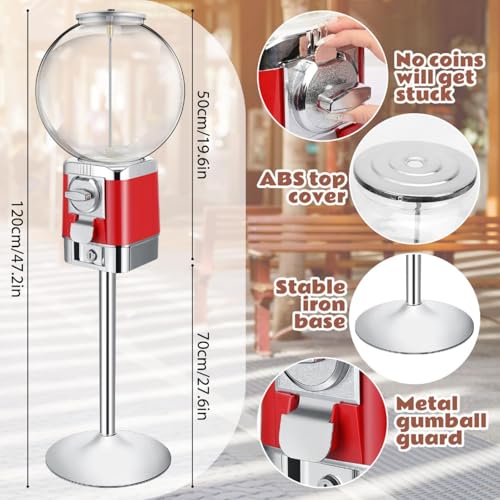 Image of Simgoing Vending Machine with Metal Stand Capsule Vending Machines Commercial Coin Gumball Machine Cent Coin Operated Candy Dispenser Gumball Machines for Business or Home