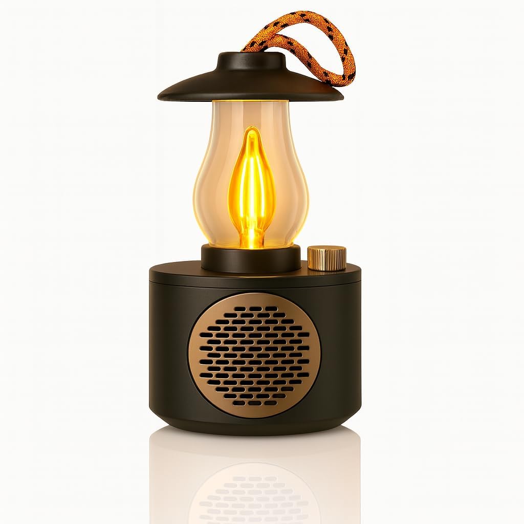 Vintage Lantern Bluetooth Speaker with LED Light Portable Wireless Speaker Lamp for Home Decor Outdoor Camping-image-0