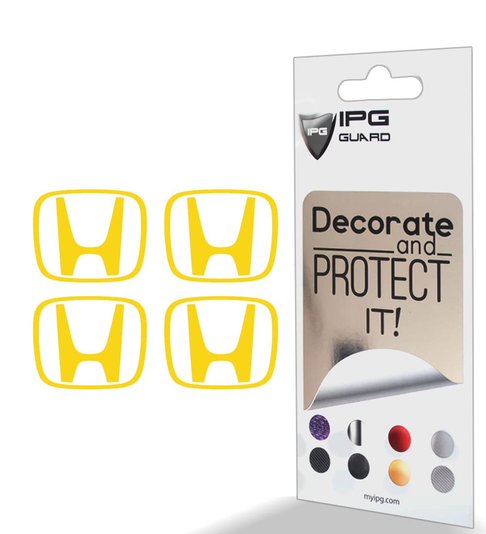 IPG Compatible with Accord Civic Element CRV CRZ JDM Center Cap Overlay Wheel Tire Decals Stickers (Logo: 2" / Center Cap:2.25") (4 Units) Personalize Your Vehicle (Gloss Yellow)