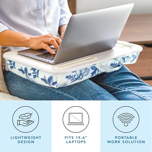 Image of LAPGEAR Designer Lap Desk - Blue Blossoms, 2-Pack with Storage Basket