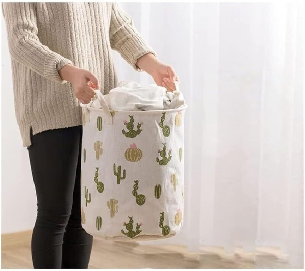 Wäschekorb – runder Aufbewahrungskorb aus Baumwolle für schmutzige Kleidung, faltbares Design für einfache Verwendung, ideal für die Organisation im Kleiderschrank, 33 cm x 42 cm