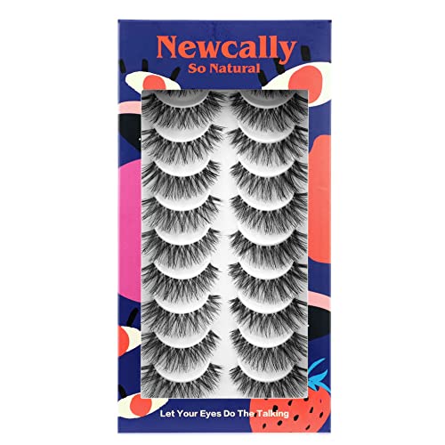 Newcally False Eyelashes Natural Soft Light Volume Wispy Handmade Faux Lashes 10 Pairs Multipack