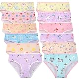 Czofnjesi Girls Brief Kids Soft Underwear Toddler Panties Cotton Undies 12 Pack (US, Age, 7 Years, Blue Pink)