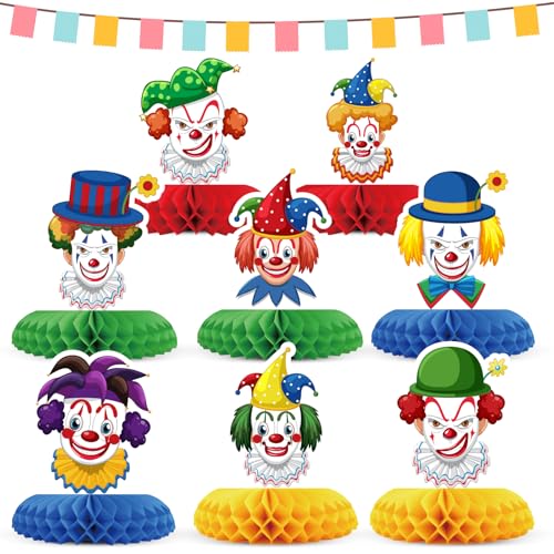8 peças decoração carnaval, palhaço mesa favo de mel centros para festa, centro de mesa para carnaval de cádiz, festas infantis, aniversário tema circo