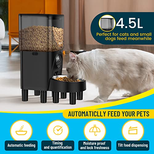 Elevated Automatic Cat Feeders,19 Cup Timed Dry Food Dispenser For Cats And Dogs Pets With Desiccant Bag, Dog Feeder Programmable Portion Control, Up To 20 Portions, 4 Meals Per Day, Voice Recorder #TOP2