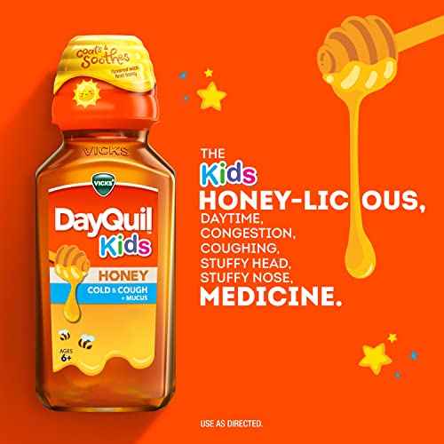 Vicks Kids Nyquil/Dayquil Honey Cold & Cough + Congestion Relief Combo Pack For Nighttime & Daytime Cough & Congestion, Flavored With Real Honey, For Children Ages 6+, 8 Fl Oz Nyquil, 8 Fl Oz Dayquil #TOP3