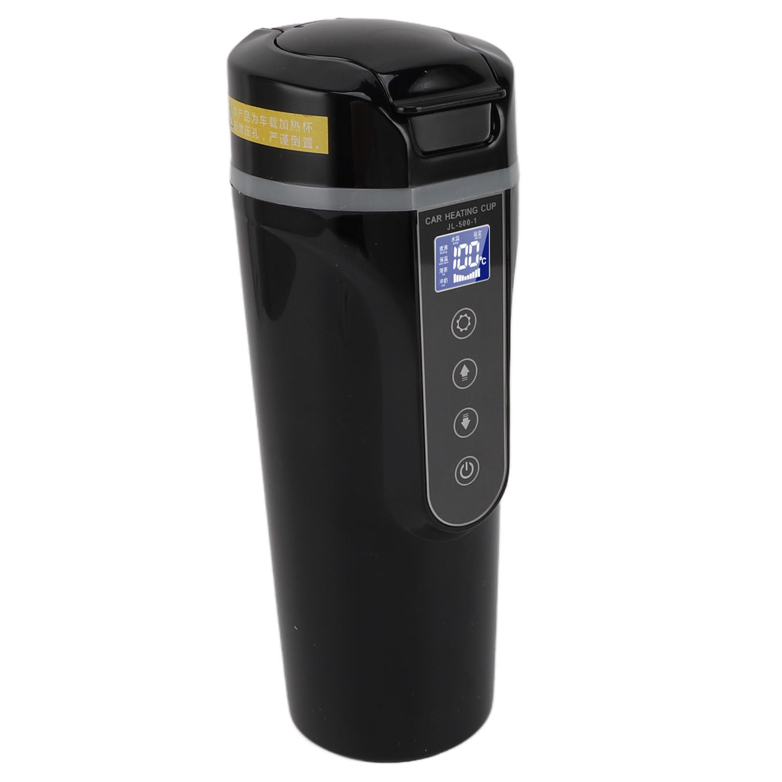 Taza Calefactora para Coche, Hervidor Eléctrico para Coche de 12V, 24V, 96W, 500ml para Uso en Coche (BLACK)