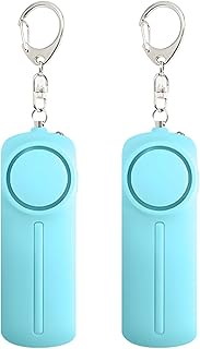 Paquete de 2 alarmas de seguridad personales portátiles, 130 dB con luz LED, llaveros compactos para emergencias, color azul