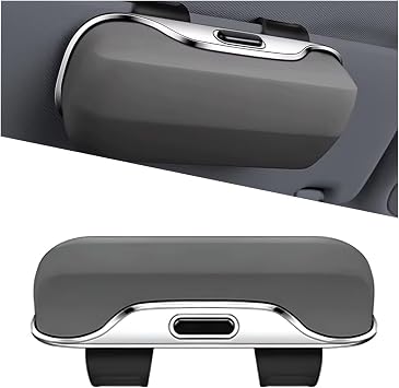 Sunglasses Holder for Car Visor, Vehicle Visor Eyeglasses Hanger Protective Box, Convenient Automotive Interior Glasses Organizer Case, Universal for Truck RV Sedan Gray
