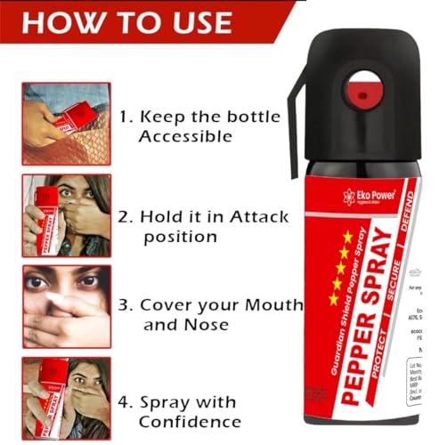Image of Pepper Spray for 'Self Defence' Small Pocket Size -Effective Self-Defense 50 Time Spray | Organic Product | Pepper Spray for Women Safety | Long 15 Feet Range (Pack of 1 - White)