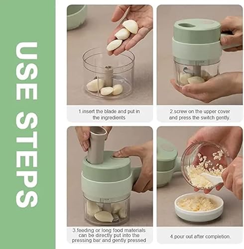 【Upgraded 2023】4 In 1Handheld Electric Vegetable Cutter Set - Wireless Food Processor, Chopper Vegetable Cutter For Garlic Pepper Chili Onion Celery Ginger Meat With Brush #TOP1