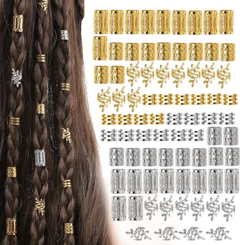 MKEWUU Anelli Per Capelli: 80 Pezzi Di Clip A Spirale Per Dreadlocks, 40 Dorati E 40 Argentati, Gioielli Per Trecce, Taglia Standard, Accessori Decorativi Per Uomini E Donne.