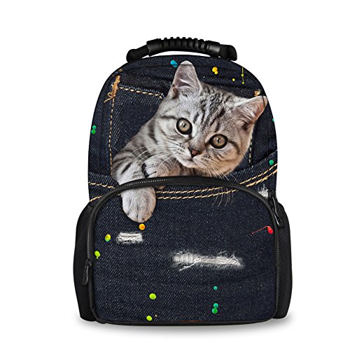 Coloranimal Sac �  dos loisir Noir Cute Cat Pattern 7 large 17.3  H x 12.2  7.6  W