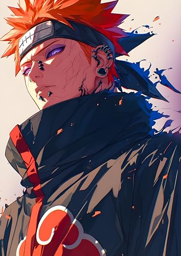 Image of NIJUKA Anime Printed Metal sheet Poster For Home And Room Decoration | For Anime Art Fans Boys And Girls (Akatsuki member pain)