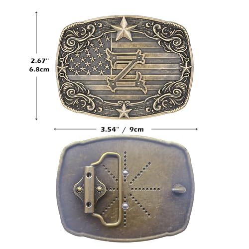 Image of Cowboy Belt Buckle for Men Vintage Western Rodeo Texas Initial Letter ABCDJMR to Z Belt Buckles