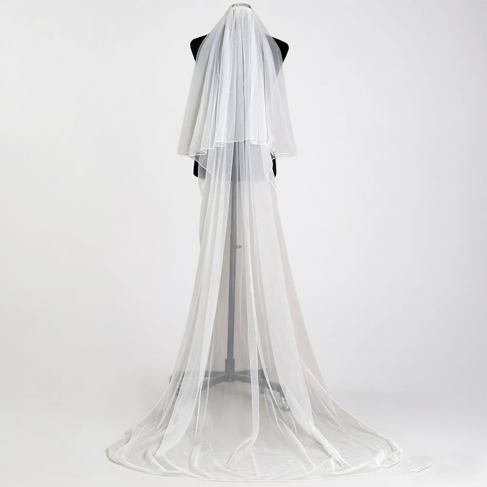 WerkaSi Wedding Veil Long Cathedral Floor Length Veils for Women Wedding Brides