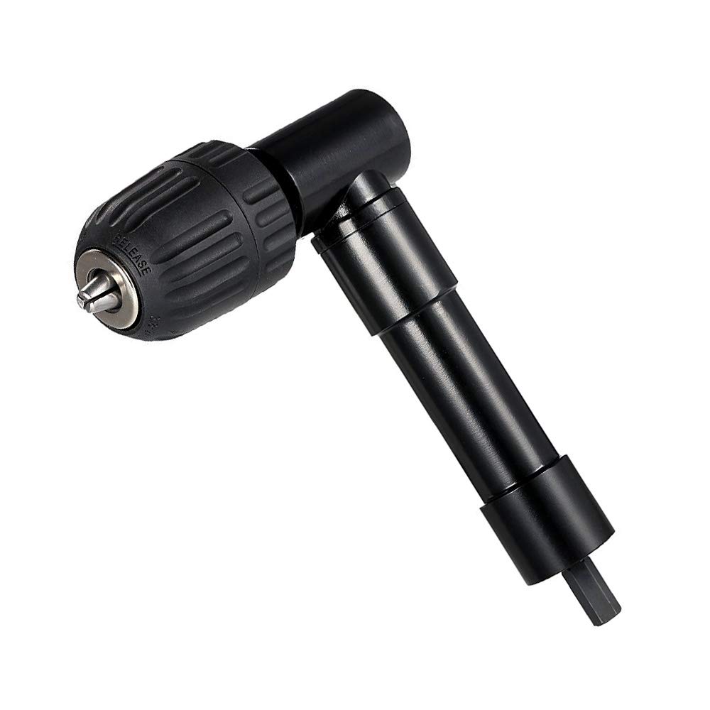 Voche Heavy Duty Aluminium 90° Right Angle Drill Attachment with 3/8" Keyless Chuck - Suitable for 3/8" (10mm) or 1/2" (13mm) Chucks