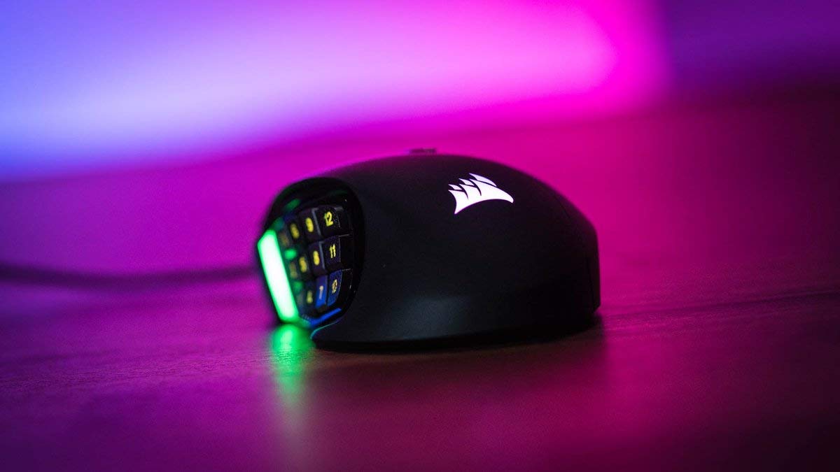 Corsair Scimitar PRO RGB Mouse Ottico da Gioco, RGB Retroilluminato, 16.000 DPI, MMO/MOBA, con Cavo, Nero